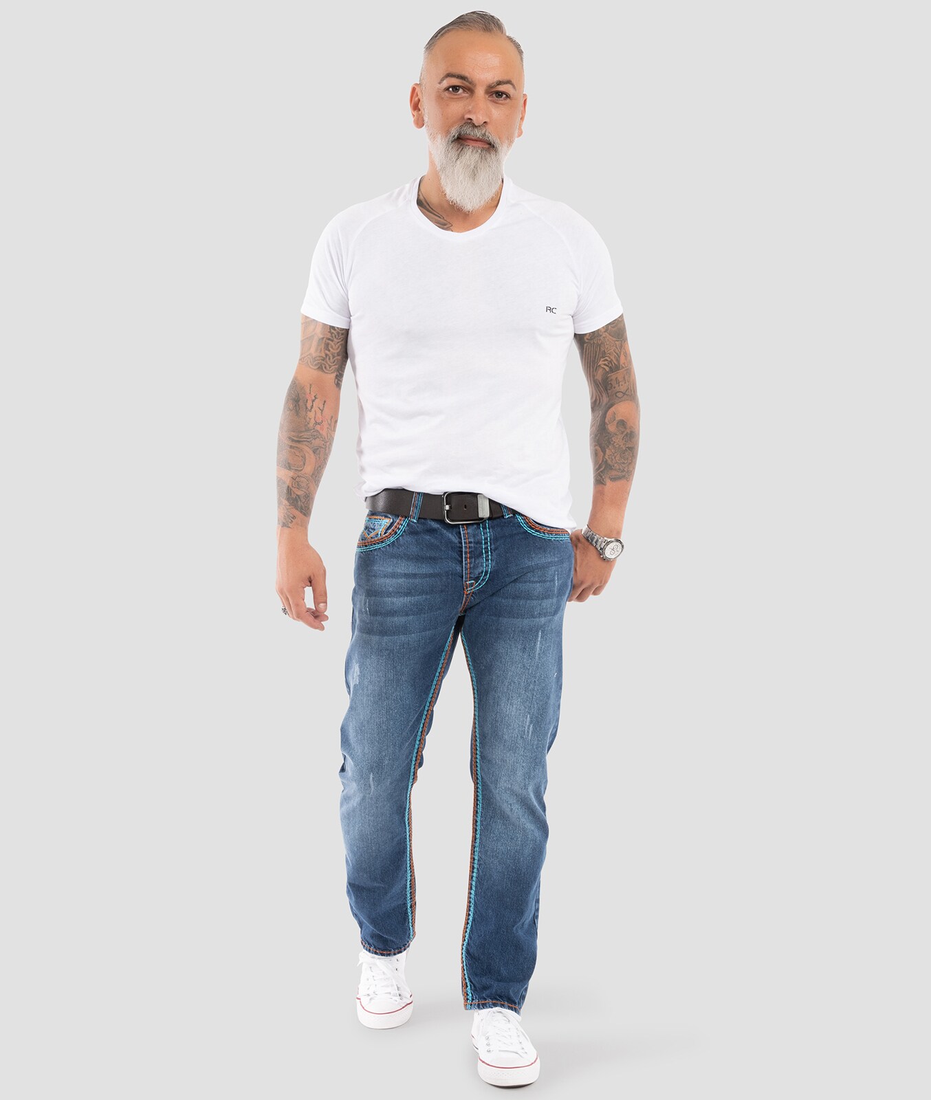 Rock Creek Jeans Comfort Fit dicke Nähte Loose Fit