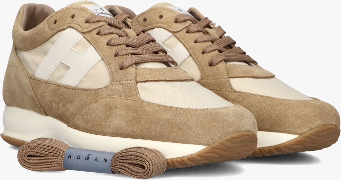beige hogan lage sneakers interactive allacciato