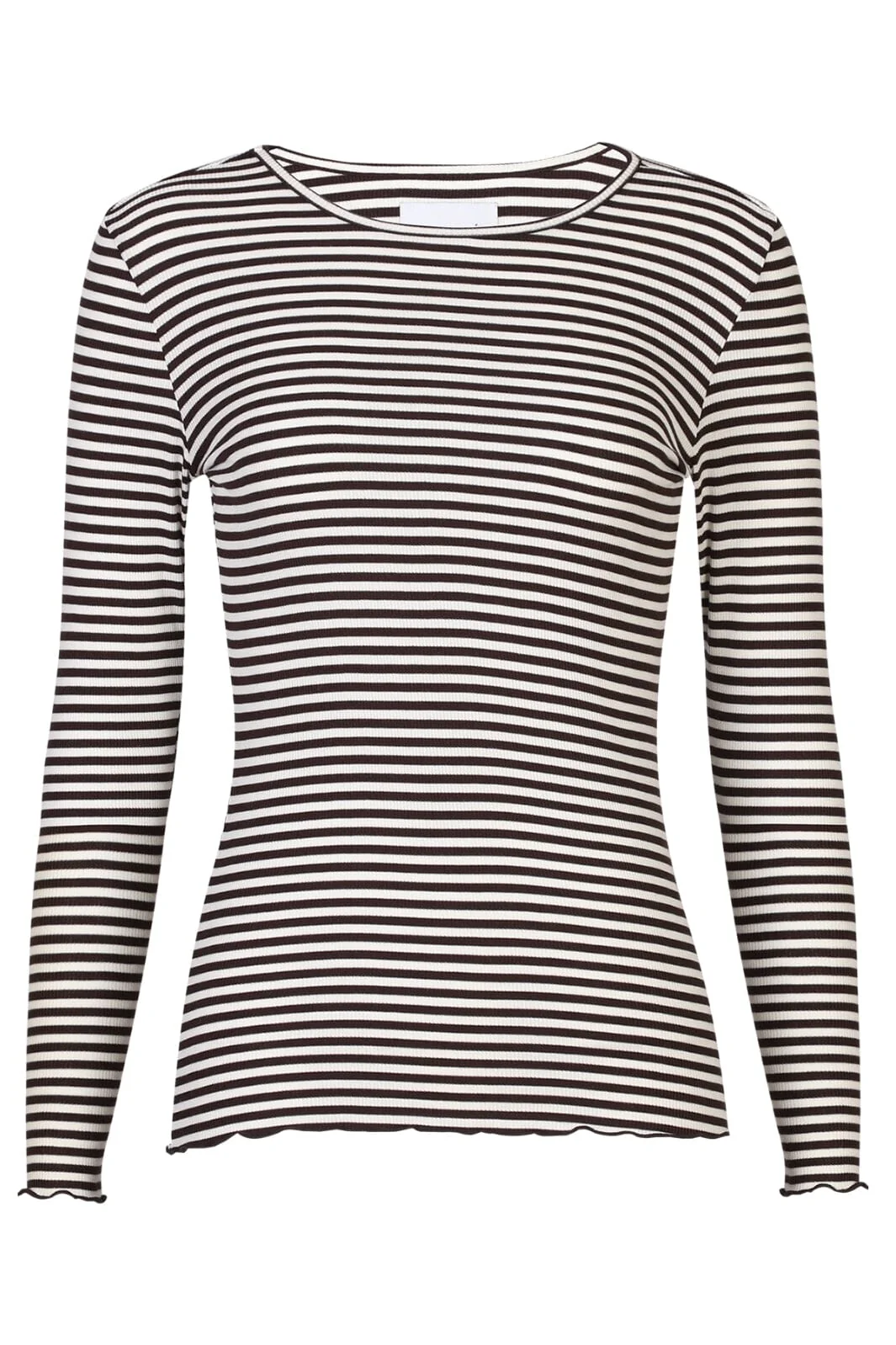 Liberte Natalia Ls Round Neck Blouse d brown creme small stripe