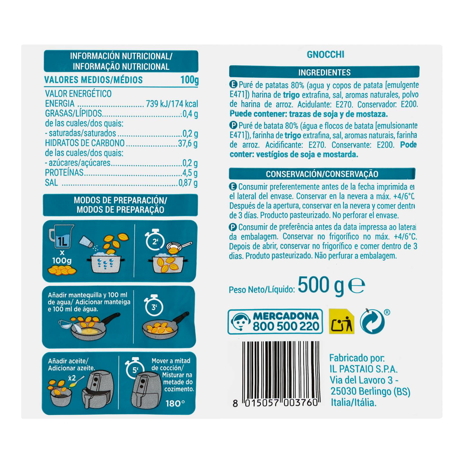 Pâtes gnocchis frais Hacendado