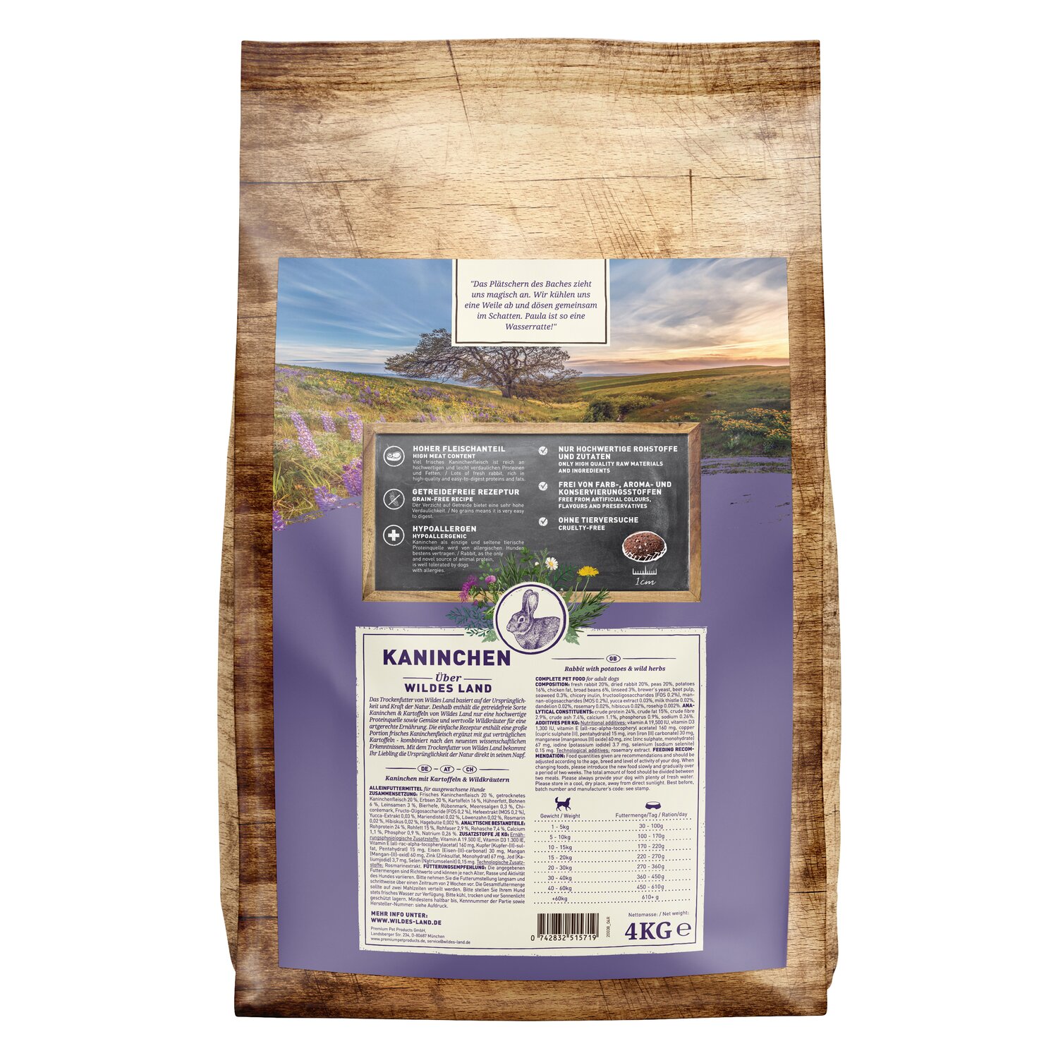 WILDES LAND Trockenfutter Classic Adult  - 1 kg - Kaninchen