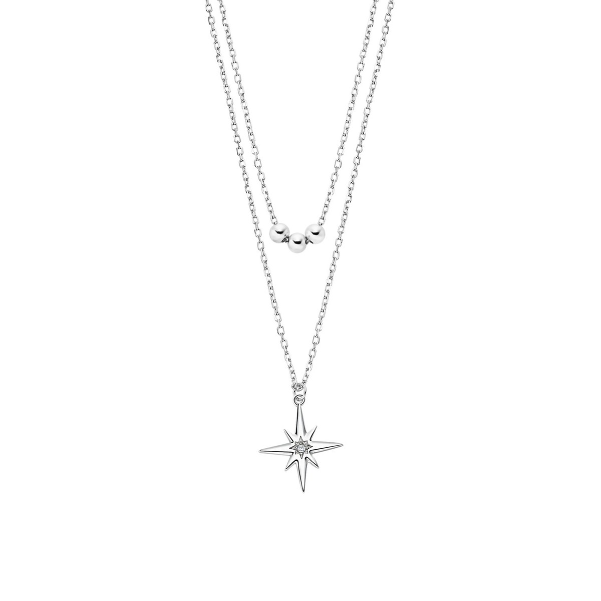 Collier Lotus Silver deux rangs perles étoile