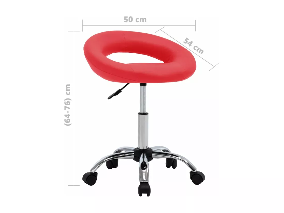 Chaise de travail roulante Rouge Similicuir