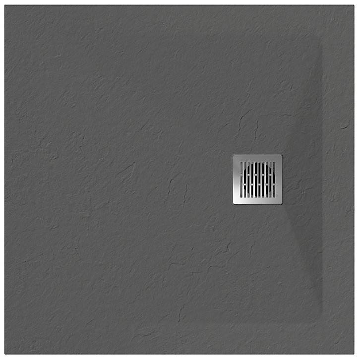 Receveur de douche 90 x 90 cm, résine, gris, GoodHome Douro