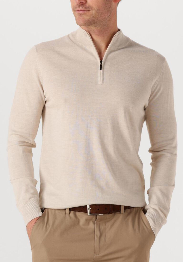 beige stefano lauran trui half zip anders