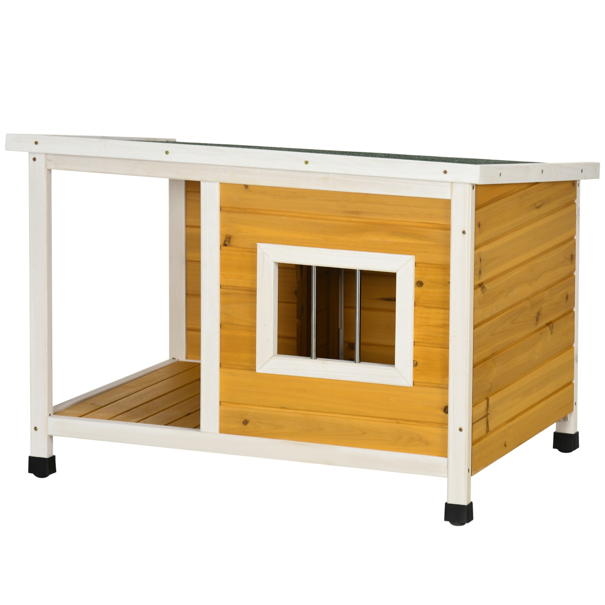 PawHut Hundehütte mit Terrasse für kleinere Hunde orange 85,5L x 62B x 60H cm