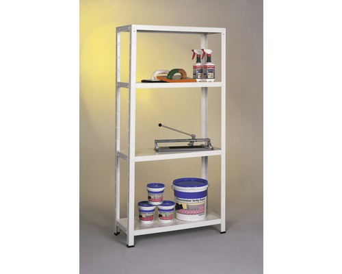 Schulte insteek-basisstelling, wit, 150x80x30 cm, 4 legplanken, hoekprofielen, draagvermogen 240 kg