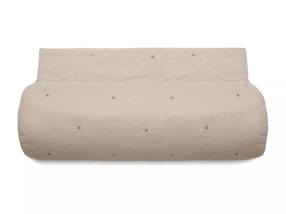 Couvre lit capitonné en mousseline de coton 180x240 cm ANDROS beige ficelle