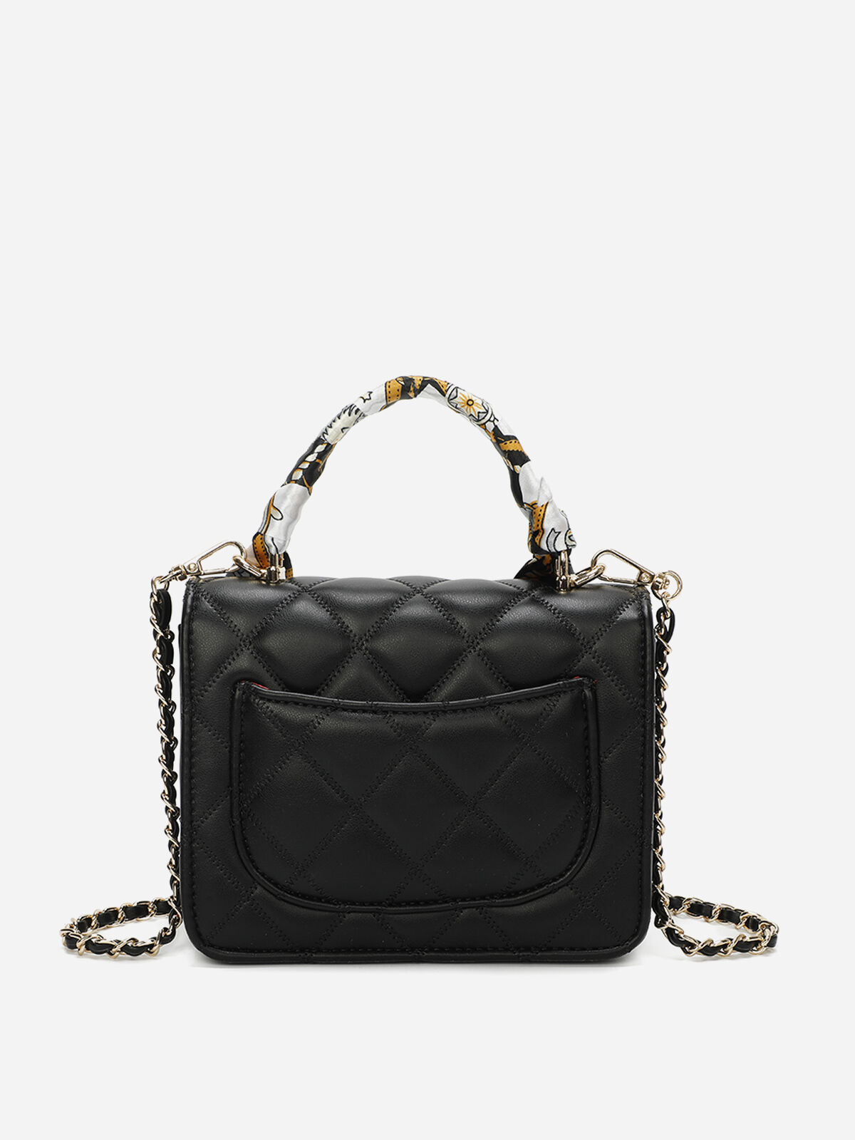 Petit sac matelassé à foulard- Noir