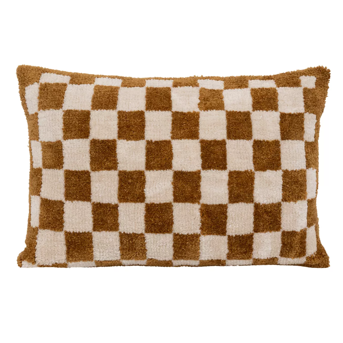 Coussin rectangulaire tufté (38 x 58 cm) Damier Jaune ocre