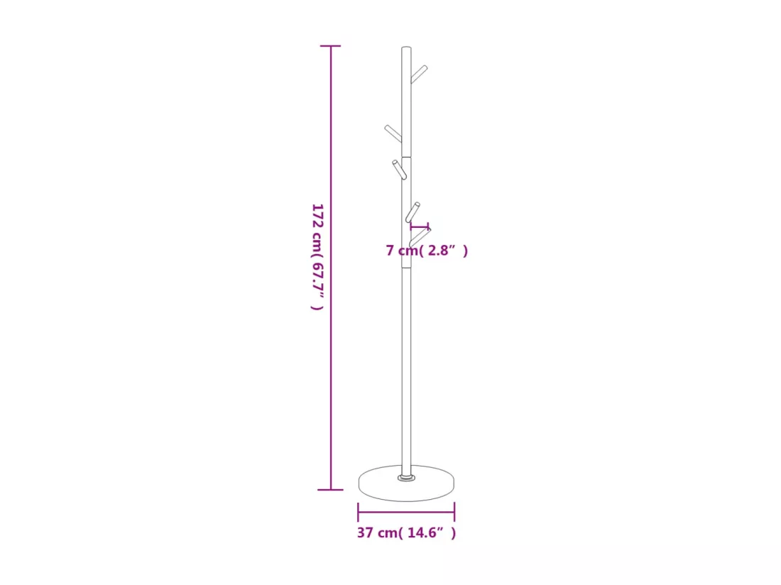 Porte-manteau blanc 172 cm fer enduit de poudre