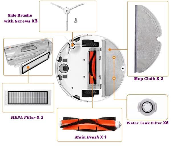 INF Tilbehør til Xiaomi Roborock S6 / S5 Max / S50 / S51 / S55 / S60 / S65 18 deler