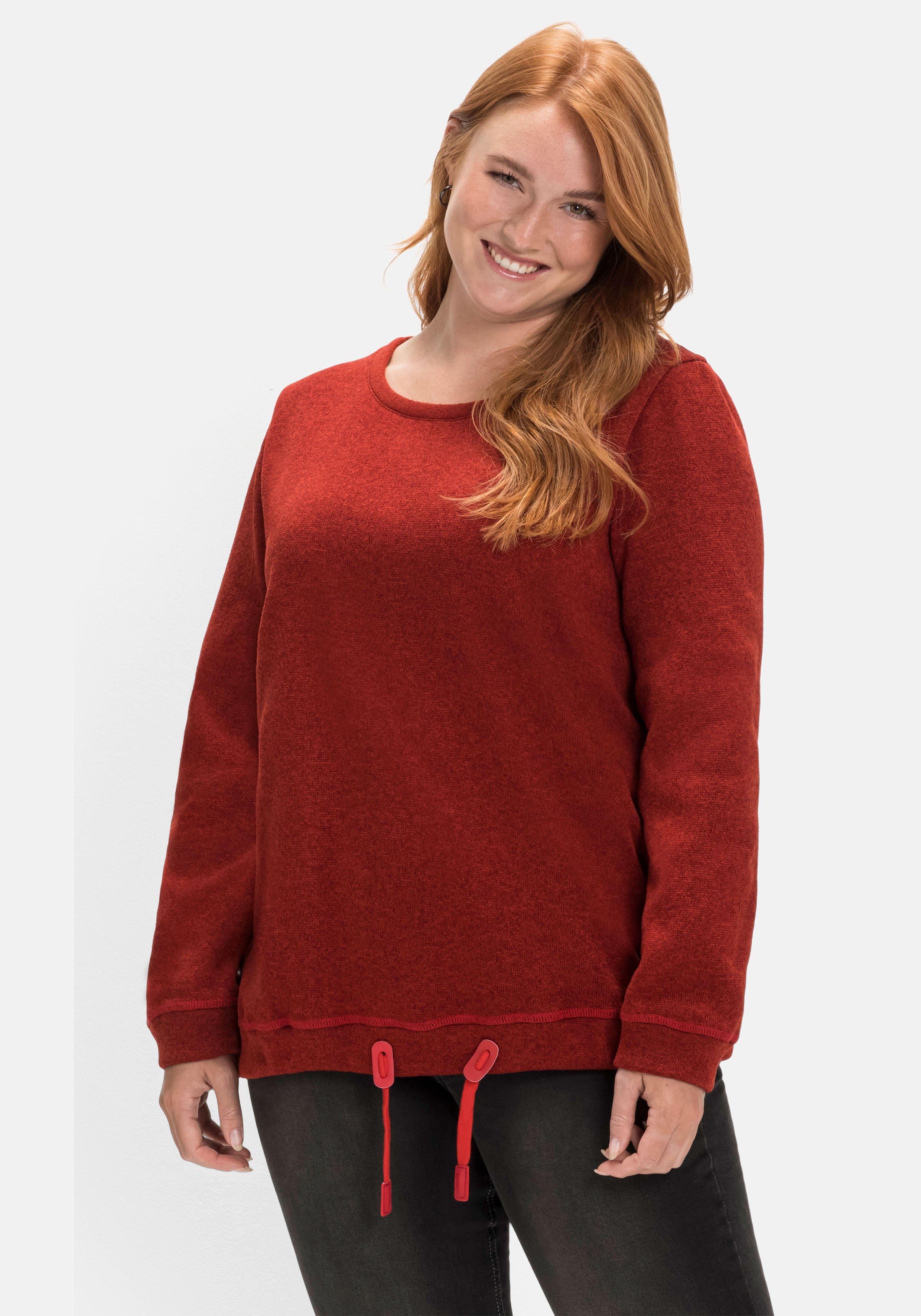 Sweatshirt aus Strickfleece, mit Saum-Tunnelzug