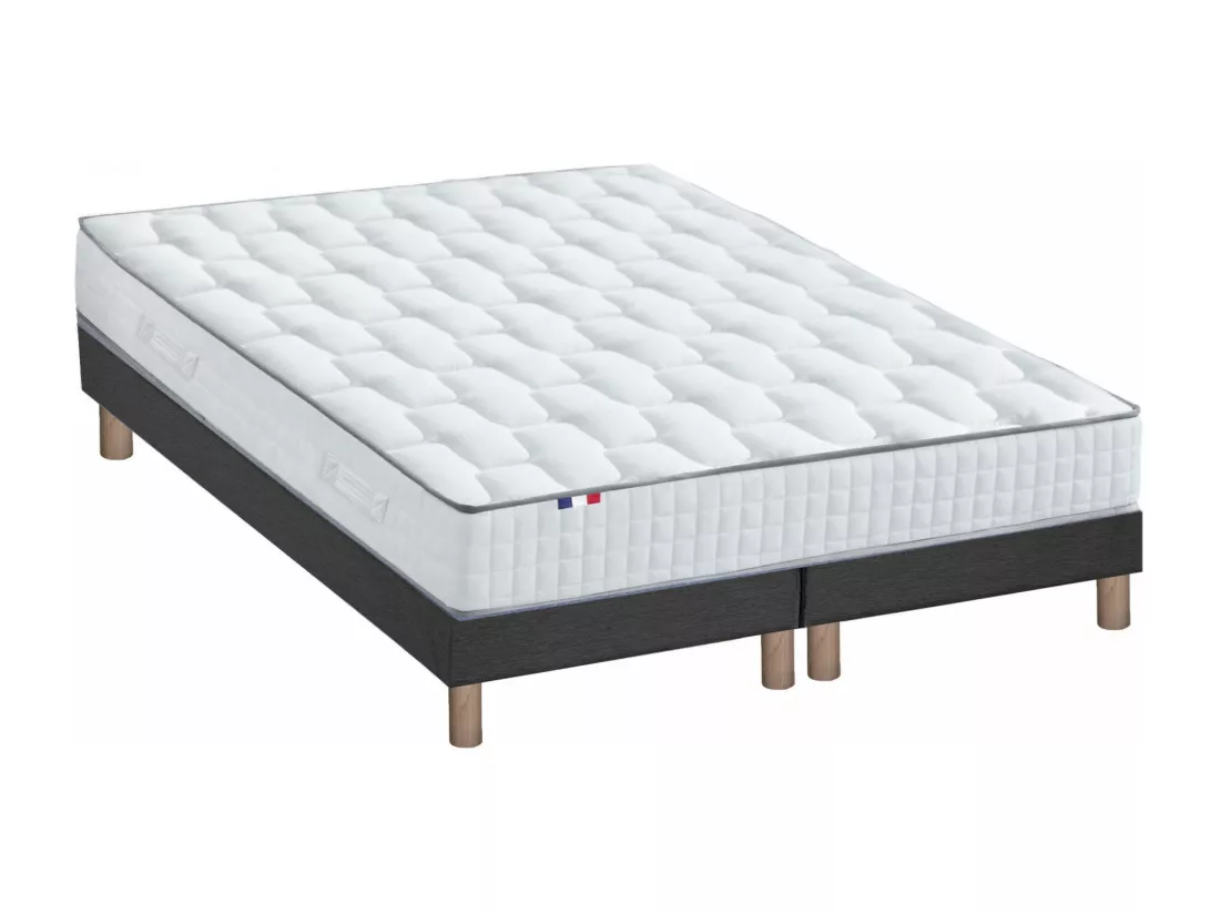 Ensemble literie : matelas à ressorts COSMOS et sommier - qualité française Dimensions - 2x80 x 200 cm, Sommier - Noir