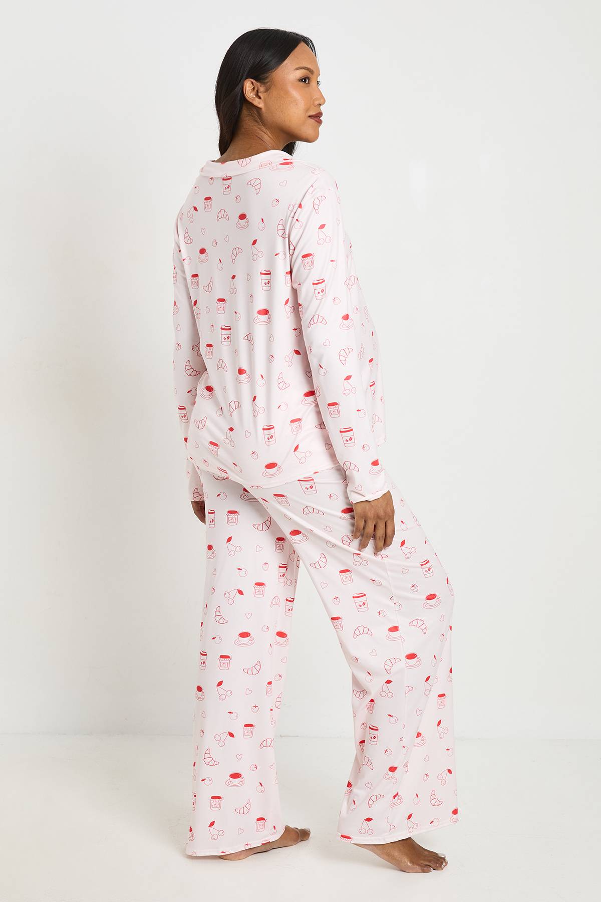 boohoo Ensemble De Pyjama De Maternité À Manches Longues Et Pantalon Motif Croissant Et Confiture