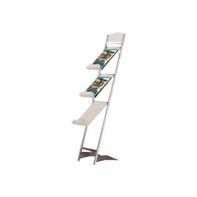 Promocome - Porte-brochures de sol A4 3 niveaux - gris - usage intérieur
