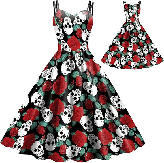 (170cm) Halloween Erwachsenen Kostüm Totenkopf Hexen Kleid Verkleidung für Motto Partys / Fasnacht - Schwarz