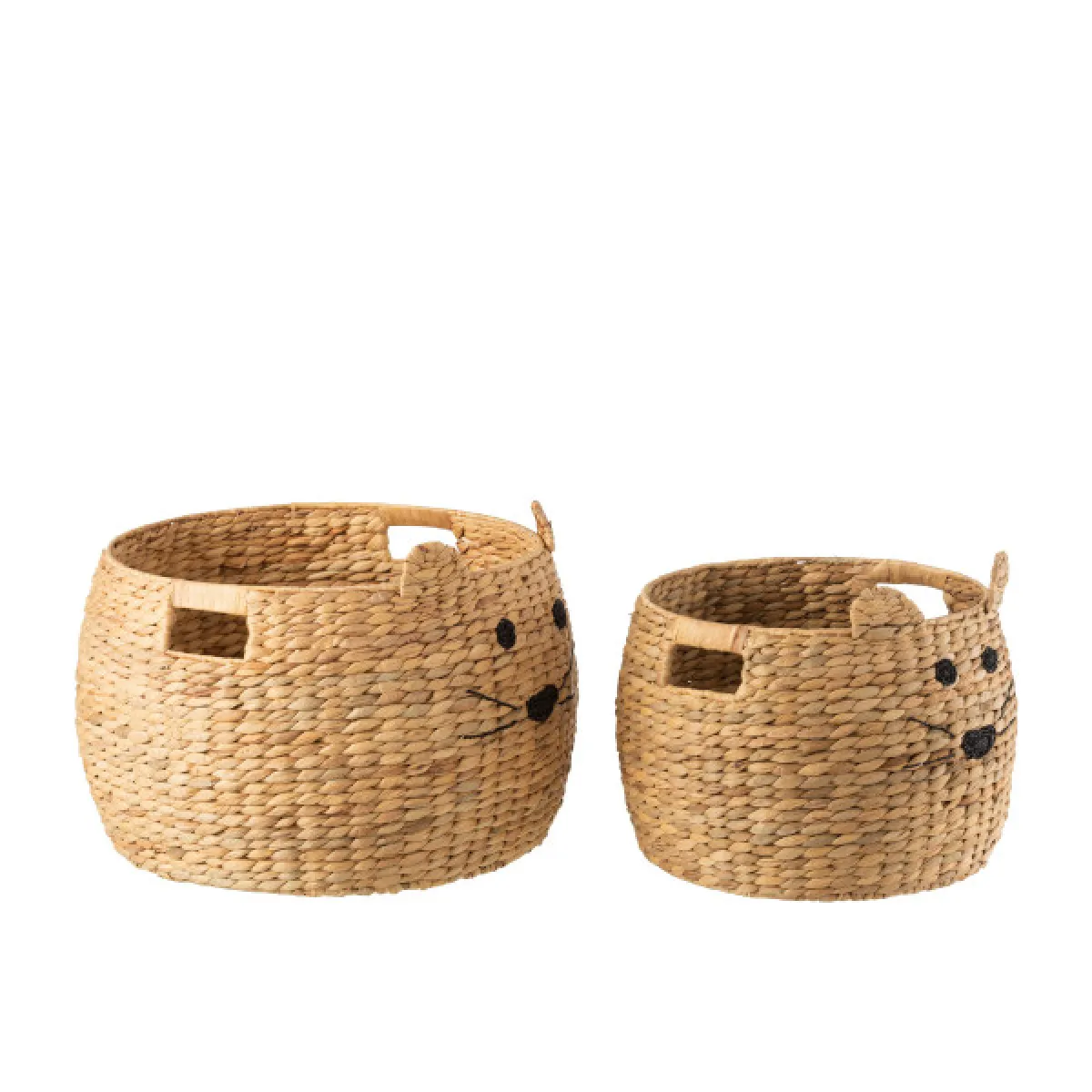 Dansmamaison Set De 2 Paniers Chat - Jacinthe D'Eau Naturel