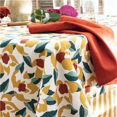 Nappe en coton fleurs et rayures