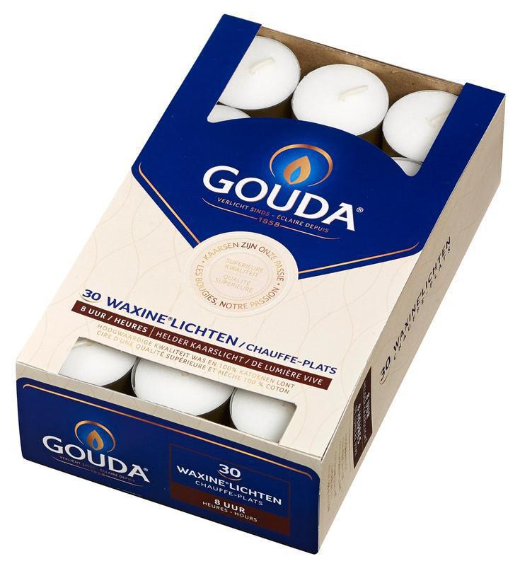 Gouda Waxinelicht Wit 8 uur 30 stuks