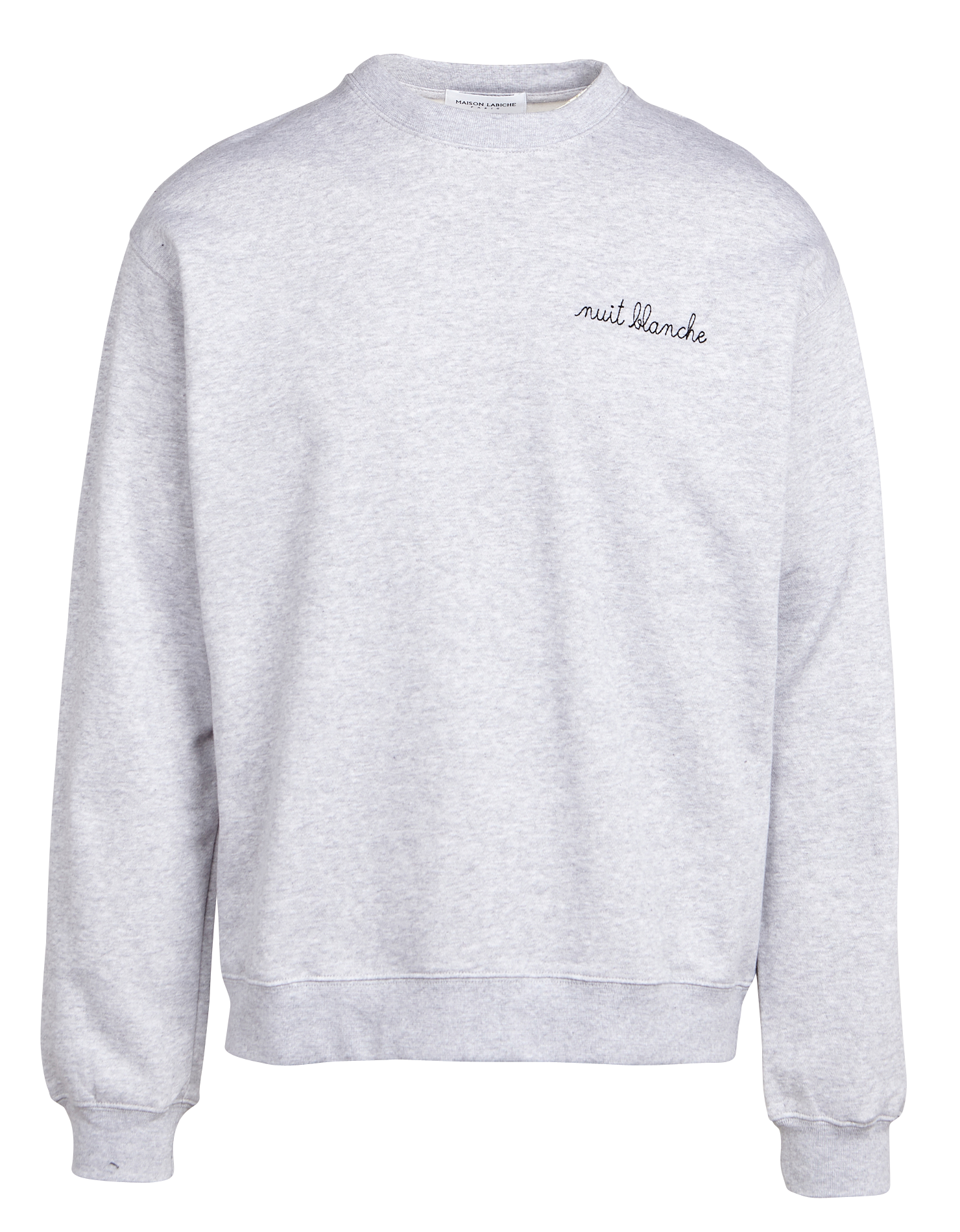 LEDRU NUIT BLANCHE /GOTS - Sweatshirt col rond regular-fit brodé nuit blanche en coton bio | Gris