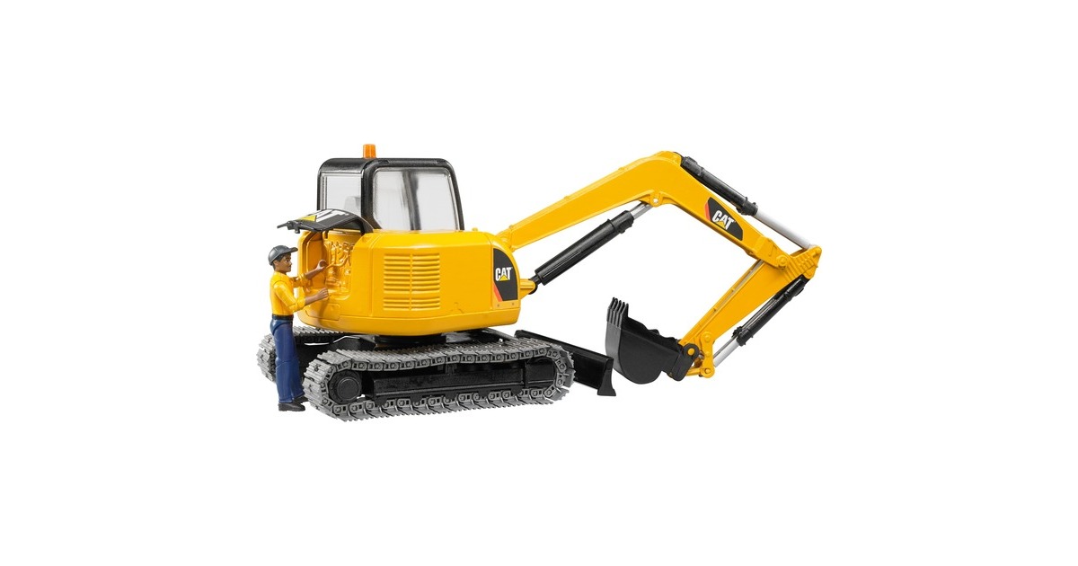 bruderCat minigraafmachine met arbeider Modelvoertuig  (02466)