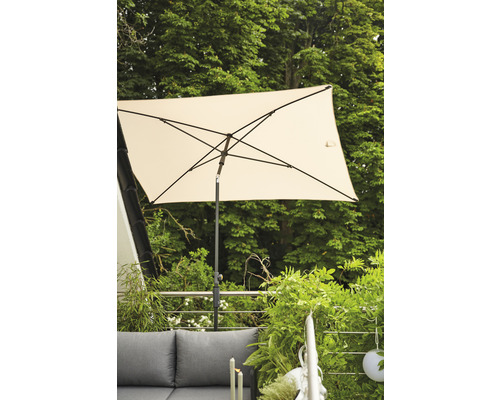 City center paalparasol Siena Garden 140 x 210 cm Polyester Aluminium antraciet Handzwengel opvouwbaar rechthoekig