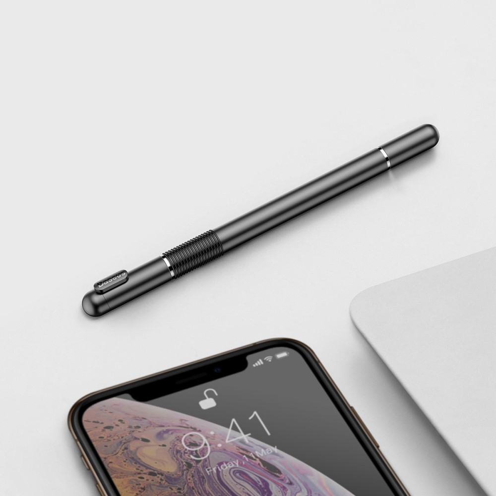 2in1 Kapazitiver Präzisions Stylus Touch Pen   Kugelschreiber (IOS / Android) - Schwarz