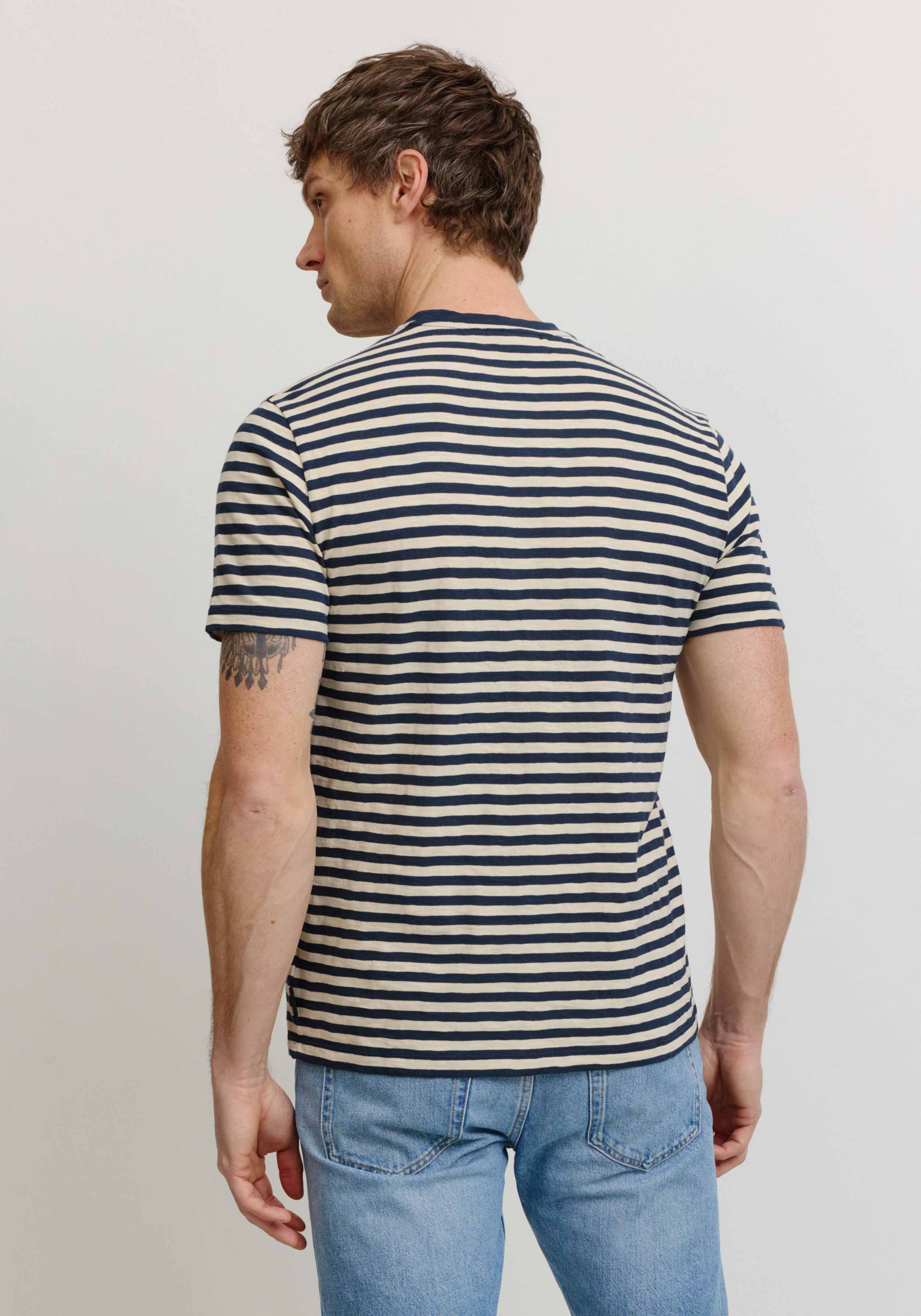 Recolution T-Shirt Delonix Stripes Dark Navy