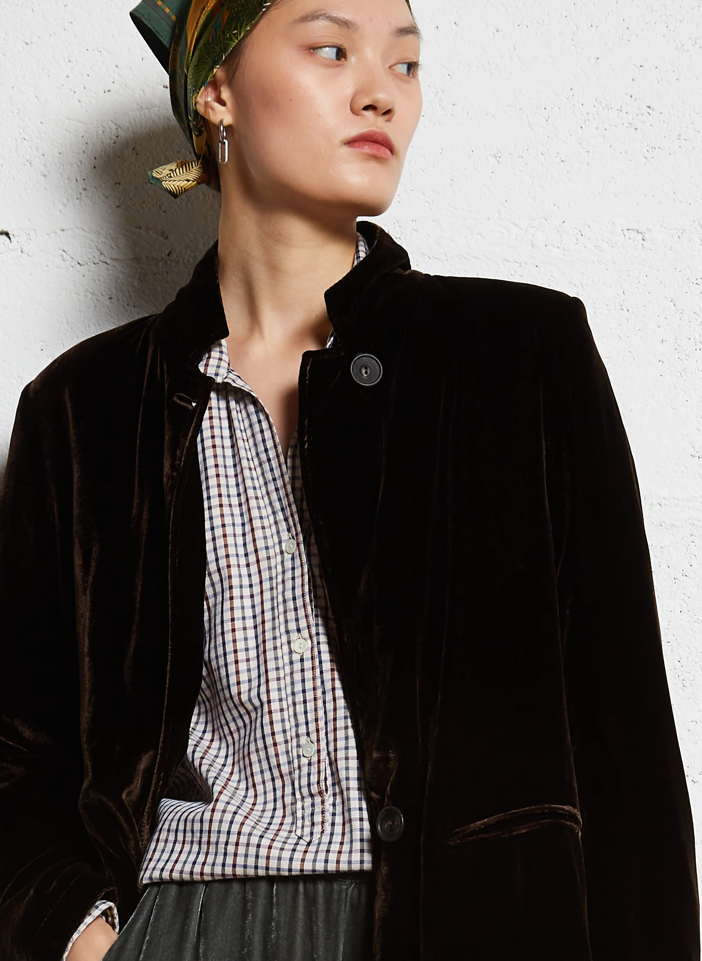 MELO - Manteau long en velours | Marron