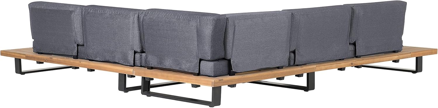 Beliani Lounge Set 5-Sitzer FSC Akazienholz Hellbraun mit Auflagen grau Modern Mykonos