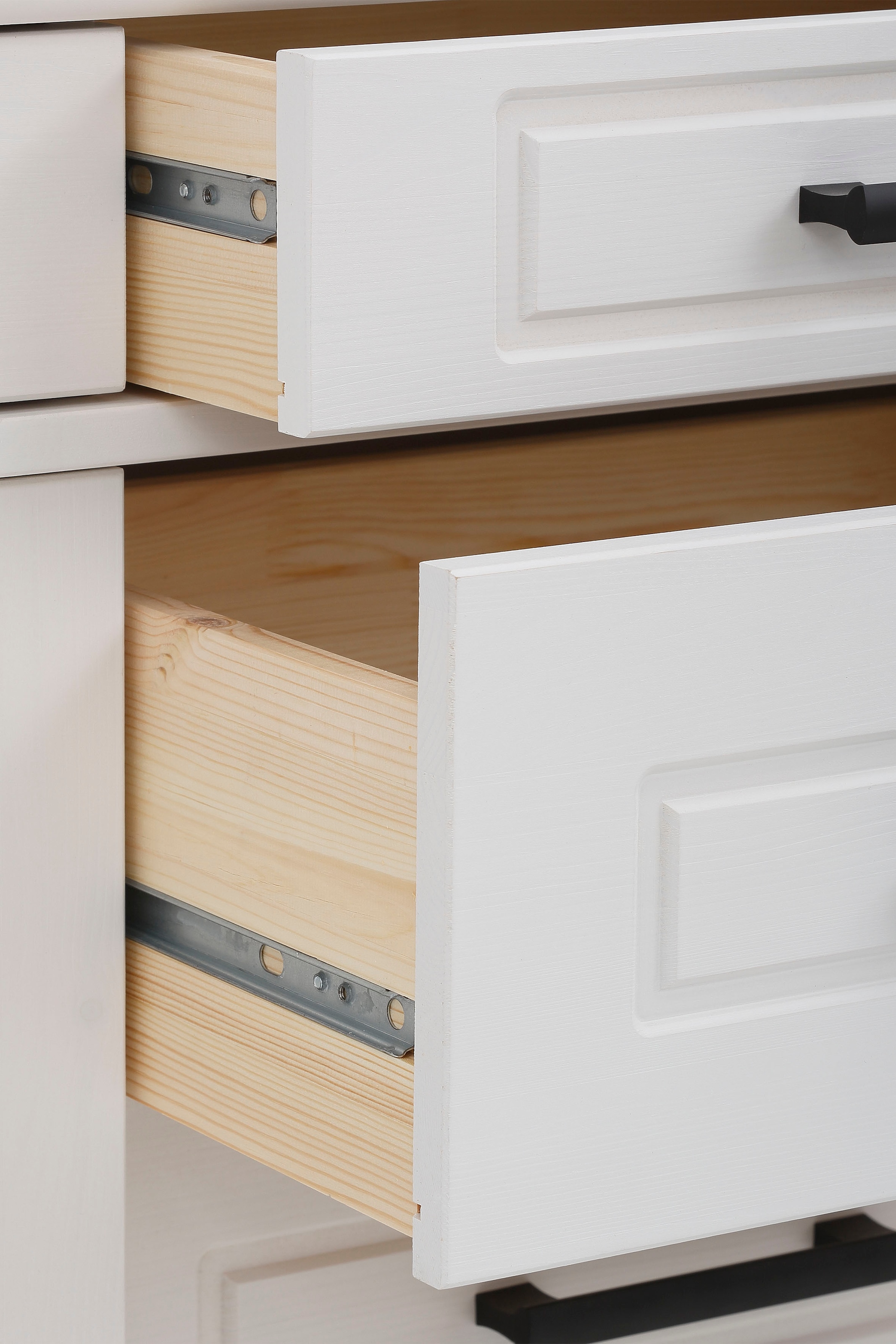 Home affaire Buffet »Anabel, mit Glastüren und Metallgriffen« aus massiver Kiefer, FSC®, mit Schiebetüren, Breite 186 cm
