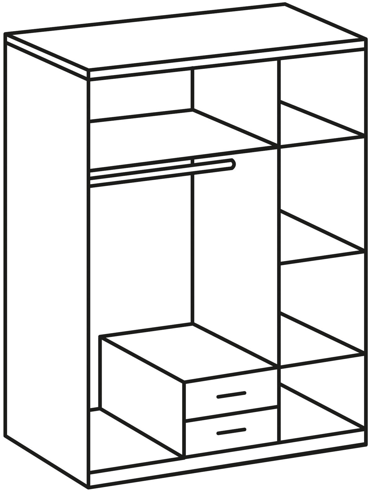 Drehtürenschrank Cork Plankeneiche Nachbildung/Absetzung Graphit Nachbildung ca. 135 x 199 x 58 cm