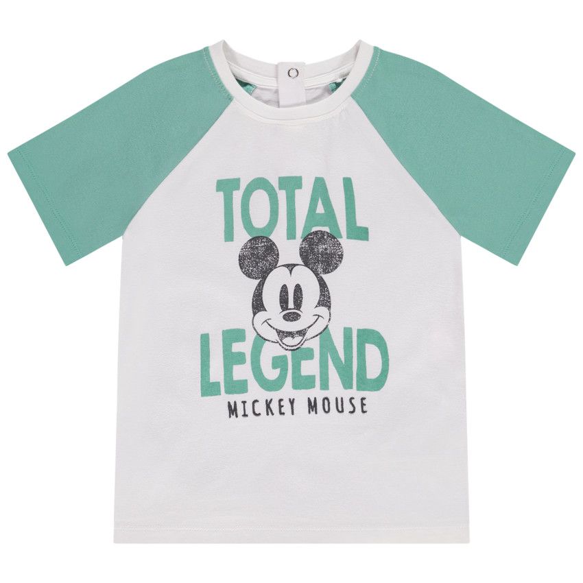 T-shirt manches courtes raglan en jersey print Mickey Disney pour bébé garçon - Vert