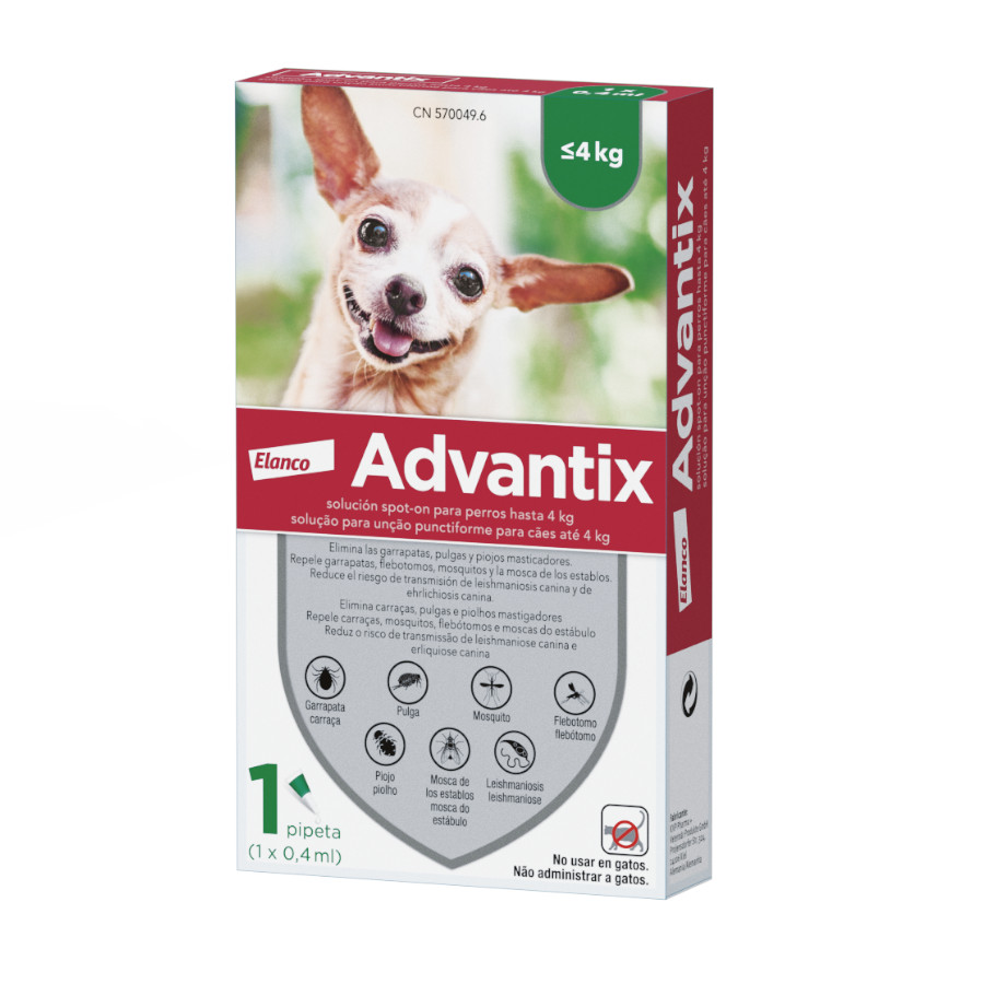 Pipetas antiparasitárias Advantix para cães
