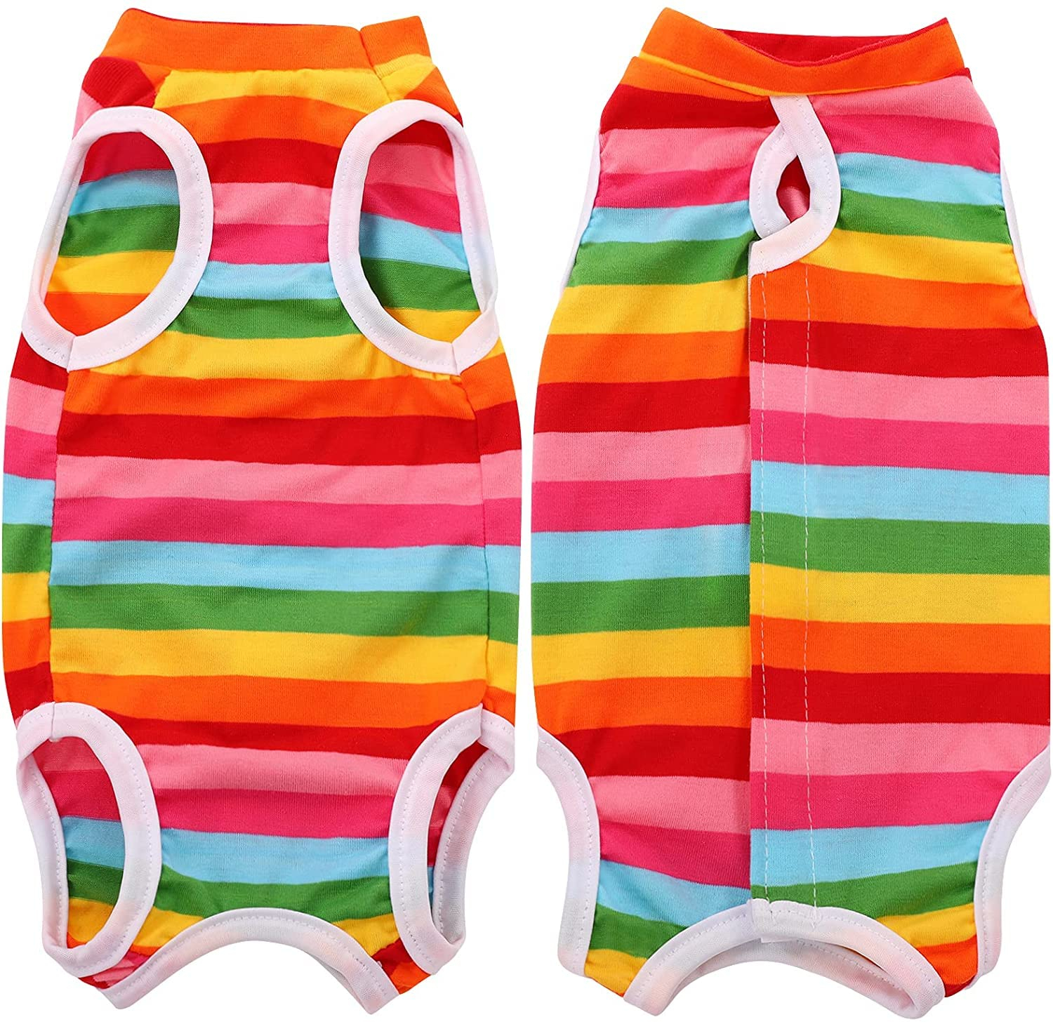 (Gr. M) Stoff Kastrations Body Haustier Schutz Kleidung OP Bauchwunden Leckschutz für Hunde / Katzen - Regenbogen