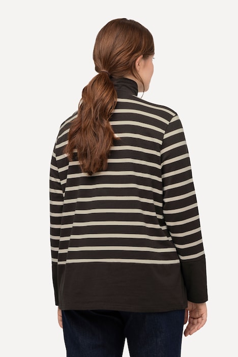 Shirt, Ringel, Stehkragen, Langarm, Biobaumwolle