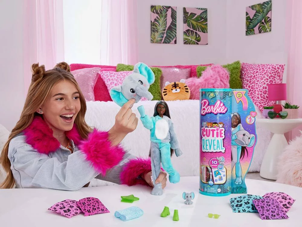 BARBIE - POUPEE CUTIE REVEAL SERIE JUNGLE AVEC ELEPHANT