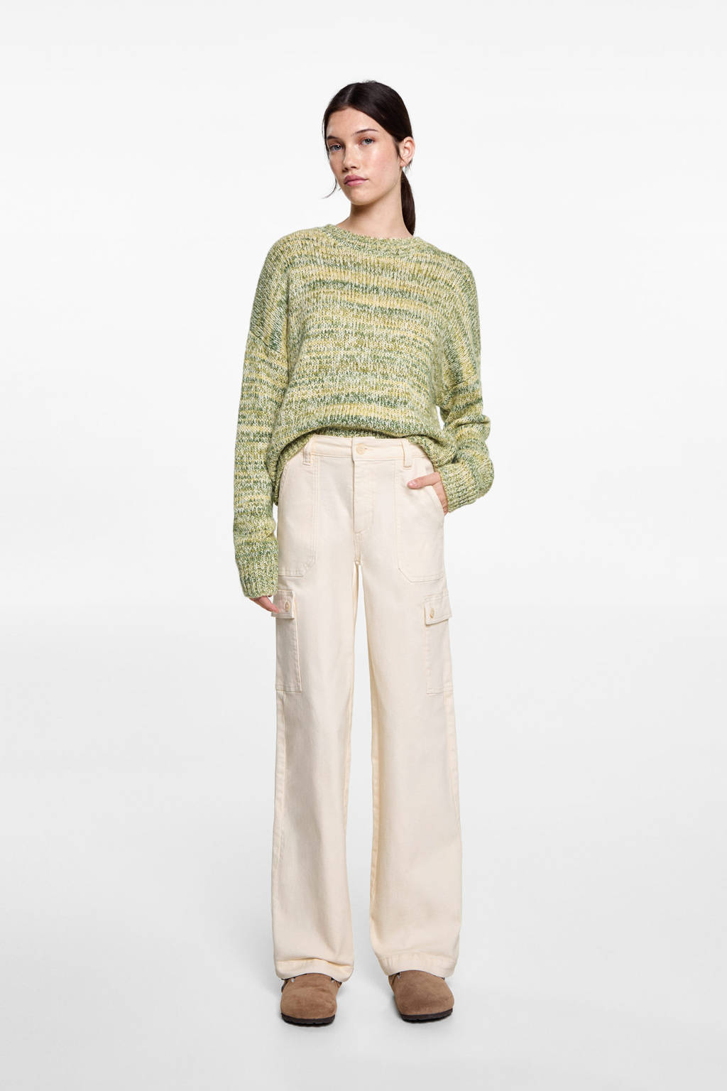 MANGO TEEN wide leg cargo broek beige