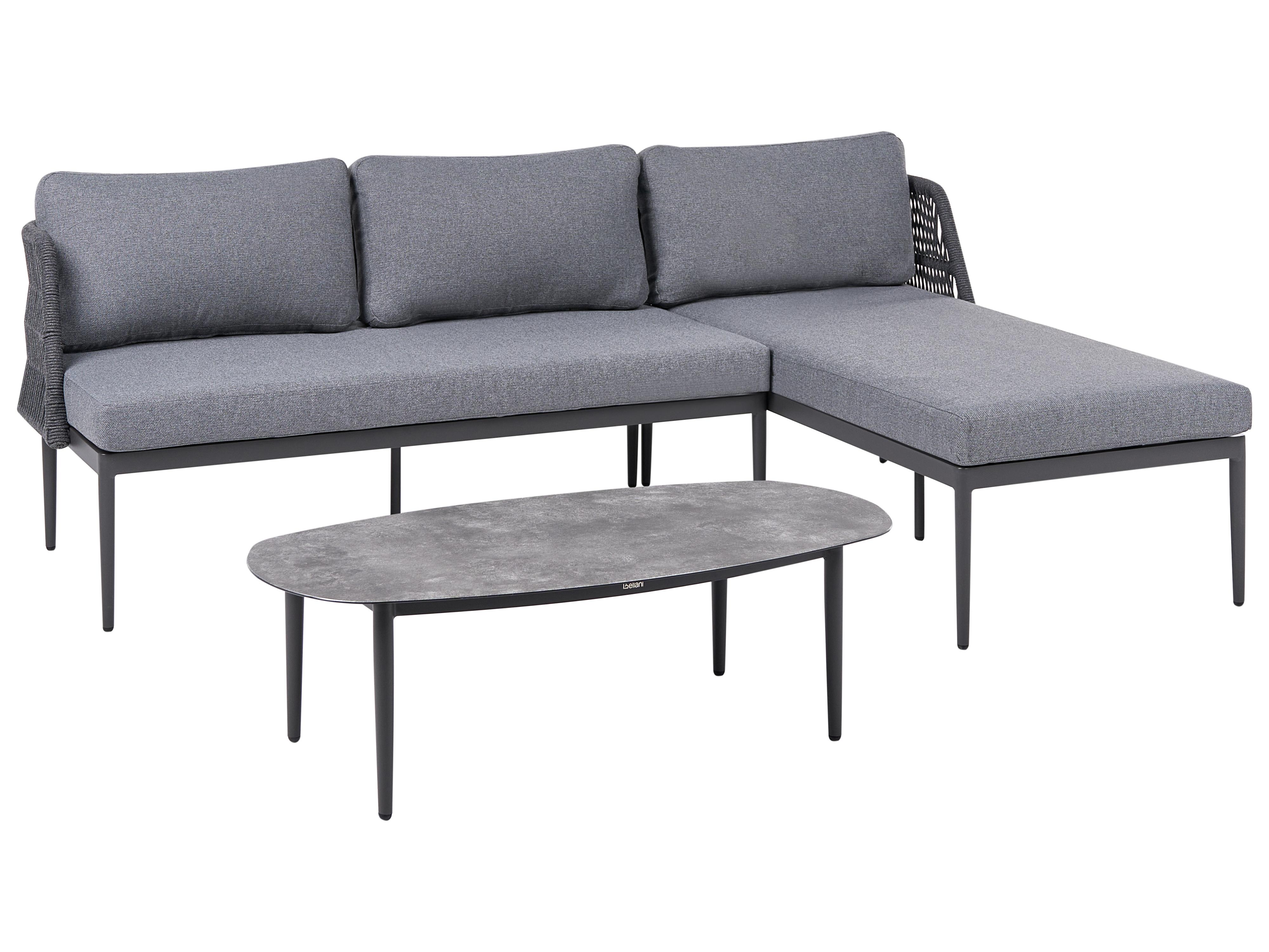 Tuin hoekloungeset met tafel 3-zits LEFFE linkszijdig Metaal Grijs
