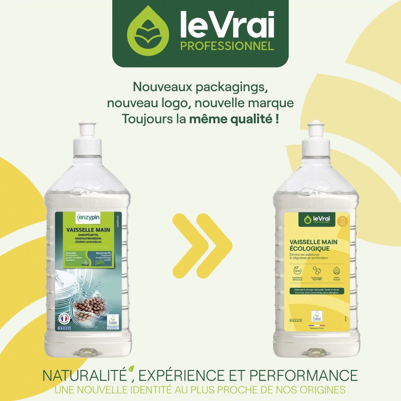 Liquide vaisselle mains Le Vrai professionnel Fraicheur végétale - Flacon de 1 L