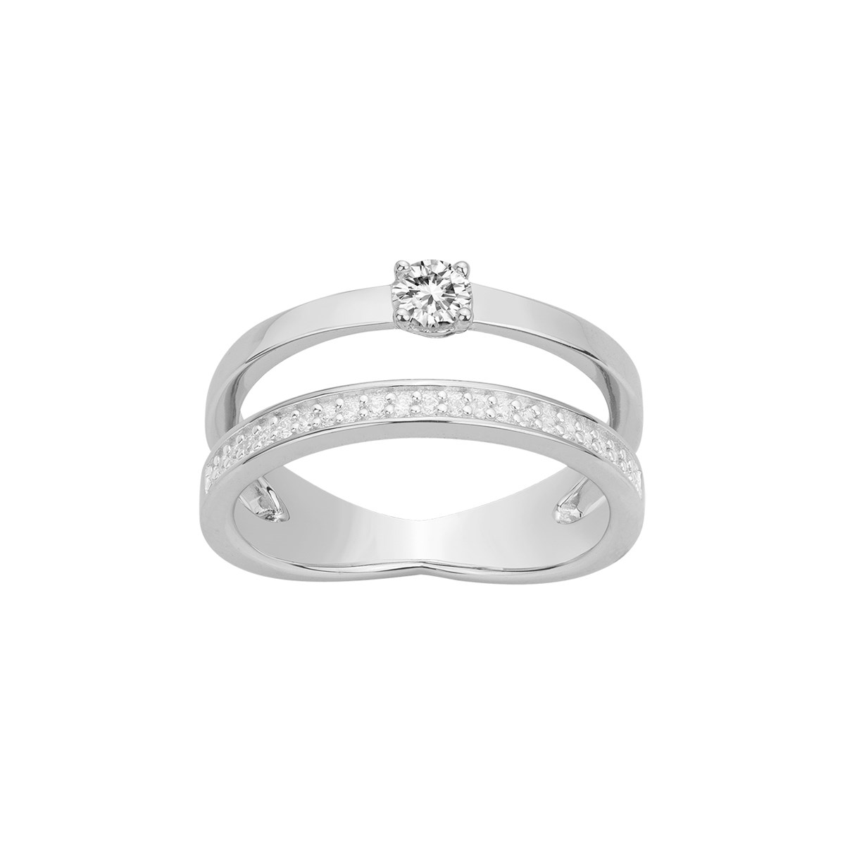 Bague en Argent avec oxyde de zirconium blanc