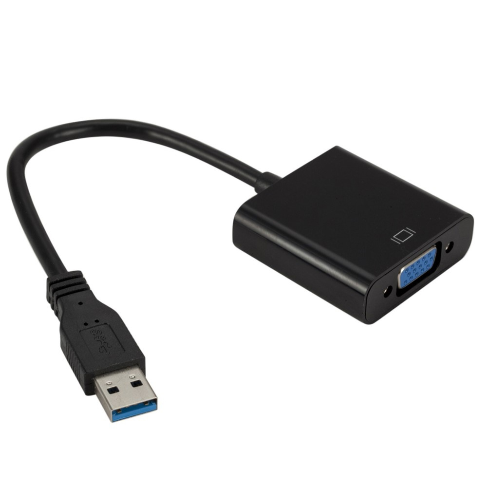 (15cm) USB A auf VGA 1080p@60Hz Adapter Kabel für MacOS / Windows - Schwarz