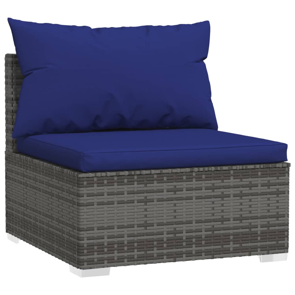 Salon de jardin meuble d'extérieur ensemble de mobilier 7 pièces avec coussins gris résine tressée