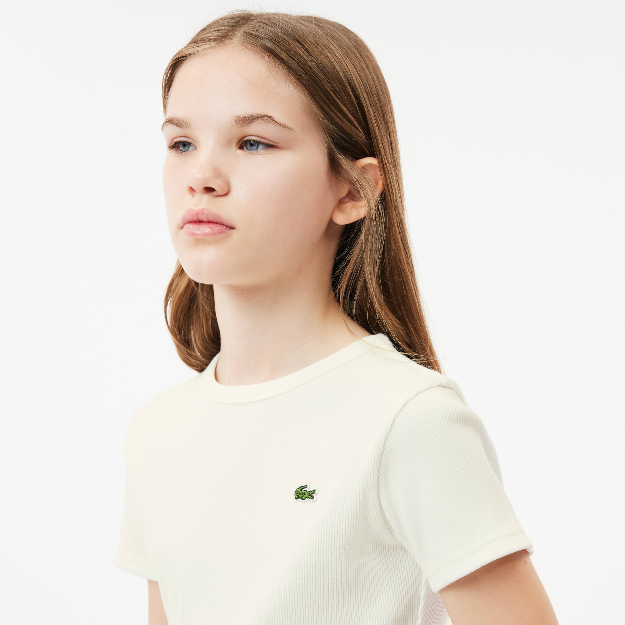 T-Shirt aus gerippter Baumwolle Oberteile - Weiss - Lacoste - Mädchen