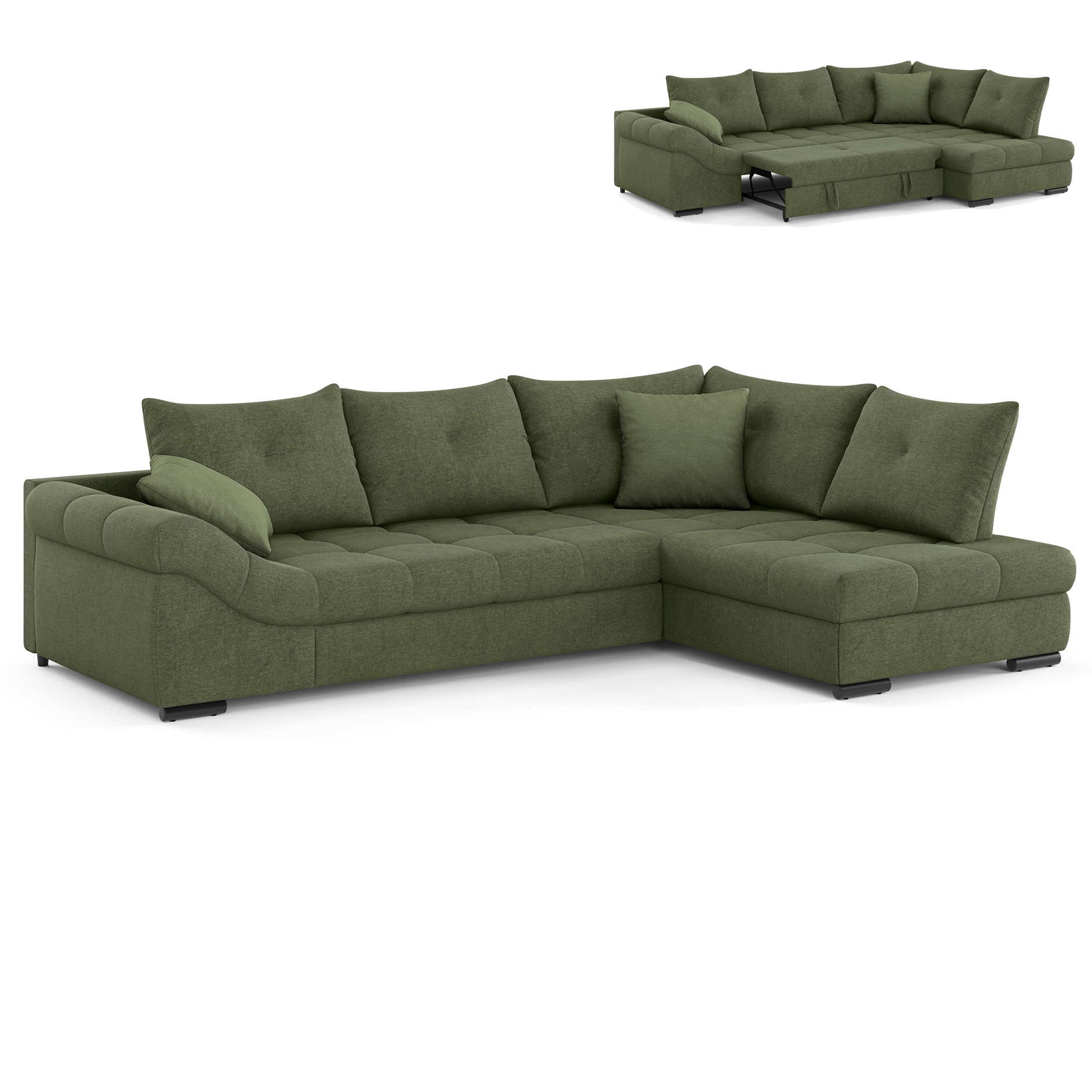 Ecksofa - green - Liegefunktion