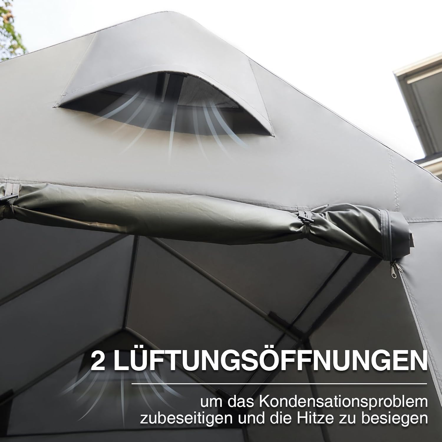 EVER ADVANCED Gerätehaus 9.8m³ Gerätezelt 190x230x225cm, 3000MM Wasserdichtes Geräteschuppen mit 2 Belüftungsöffnungen, Fahradgarage Fahrradschuppen Aufbewahrungsgarage Allzwecküberdachung, Grau