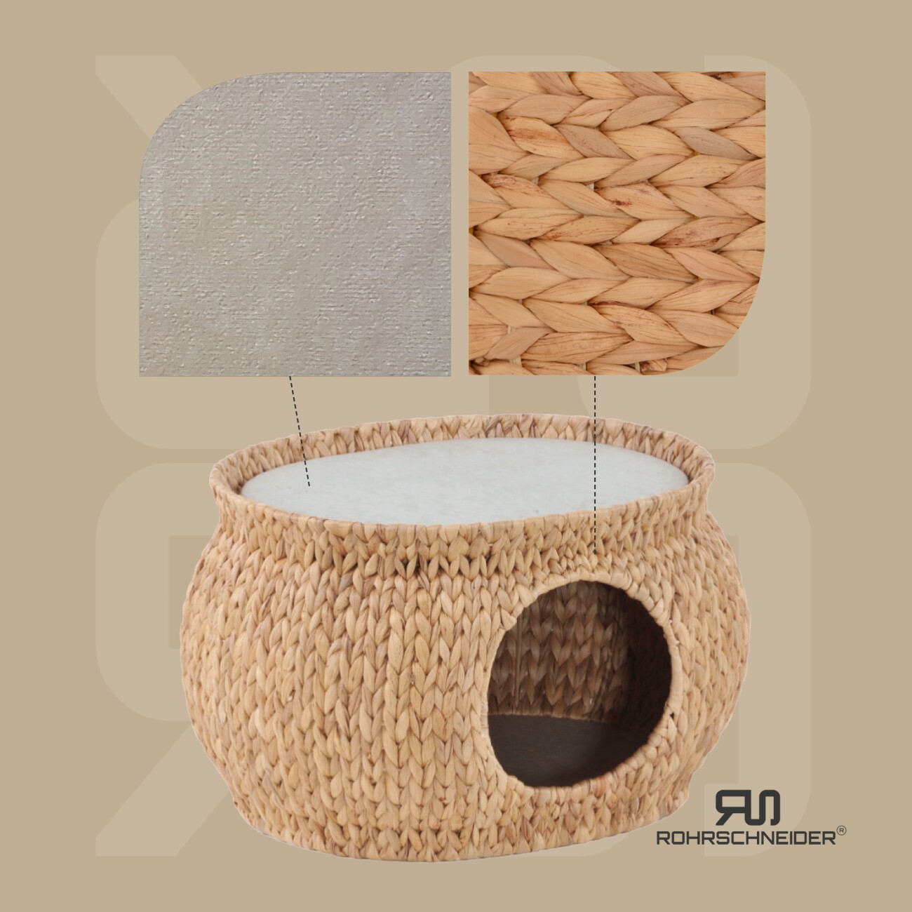 Rohrschneider ® Katzenhöhle Wasserhyazinthe oval und Gratis-Beigabe