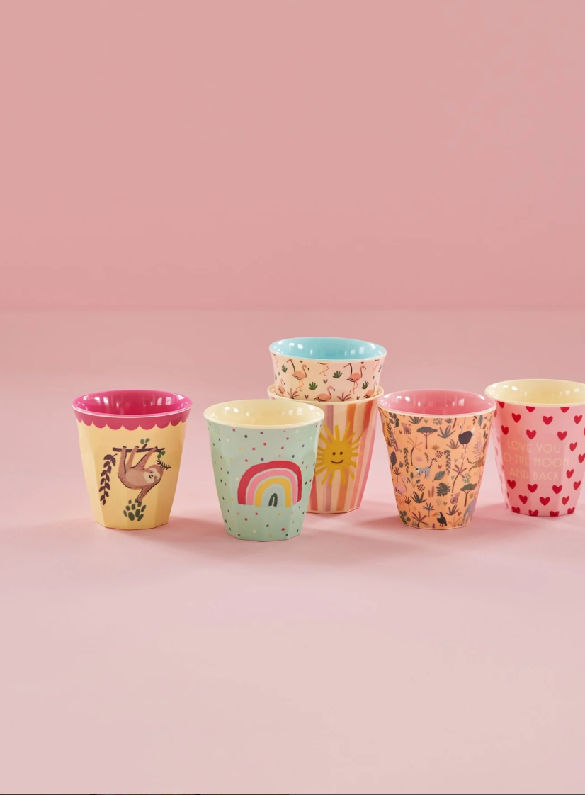 Rice Beker Small - Pink - Funky Prints - 6-pack
