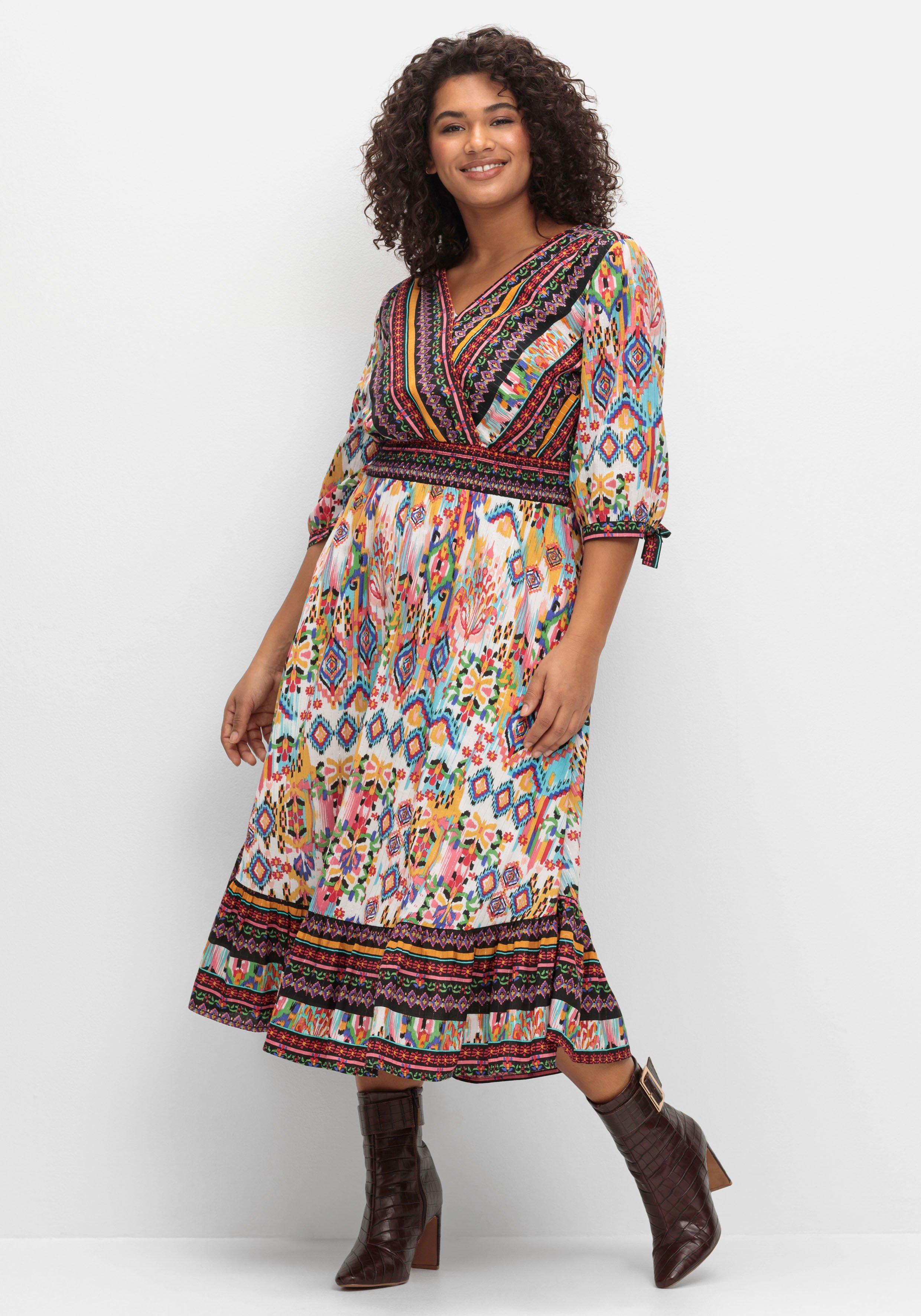 Maxikleid im Boho-Stil, mit Bordürendruck